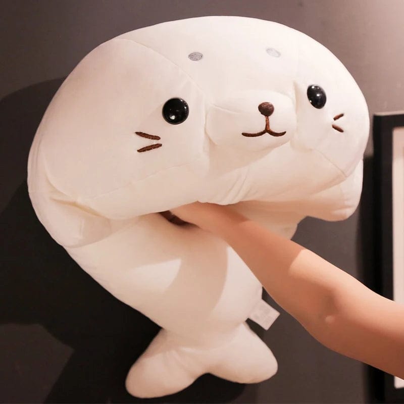 Peluche Squishmallow phoque blanc content 50cm